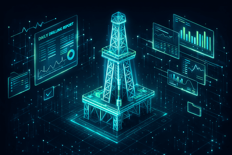 Digital drilling rig with dashboards and charts